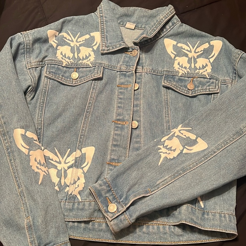 Stylish Butterfly Jean Jacket for Girls 11-12